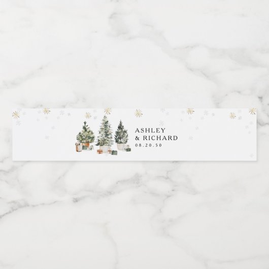 Pine Tree Christmas Water Bottle Label Waterfles Etiket (Enkel label)