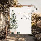 Pine Tree Christmas Wedding Achtergronden Wandkleed