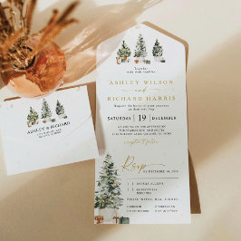 Pine Tree Christmas Wedding All In One Uitnodiging