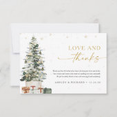 Pine Tree Christmas Wedding Bedankt Card (Voorkant)