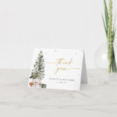 Pine Tree Christmas Wedding Bedankt Card (Voorkant)