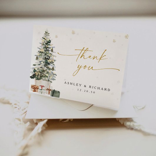 Pine Tree Christmas Wedding Bedankt Card