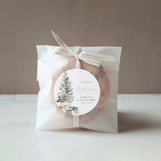 Pine Tree Christmas Wedding Classic Ronde Sticker