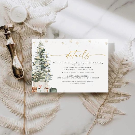 Pine Tree Christmas Wedding Details Informatiekaartje