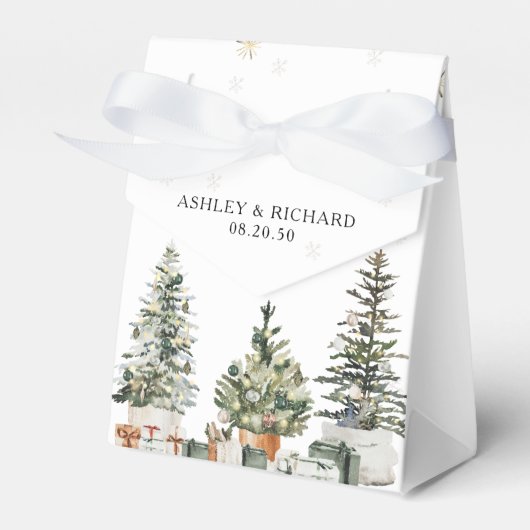 Pine Tree Christmas Wedding Favoriete Box Bedankdoosjes (Voorkant Zijde)