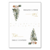 Pine Tree Christmas Wedding Folded Place Card Kaart (Voorkant)