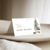 Pine Tree Christmas Wedding Folded Place Card Kaart