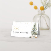 Pine Tree Christmas Wedding Gevouwen Plaatskaartje (Achterkant)