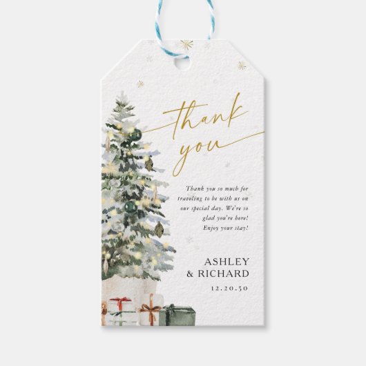 Pine Tree Christmas Wedding Gift Label Cadeaulabel (Voorkant)