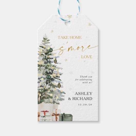 Pine Tree Christmas Wedding Gift Labels Cadeaulabel (Voorkant)
