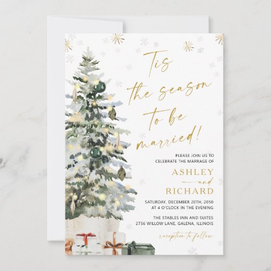 Pine Tree Christmas Wedding Kaart (Voorkant)