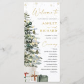 Pine Tree Christmas Wedding Programmakaart (Voorkant)