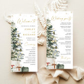 Pine Tree Christmas Wedding Programmakaart