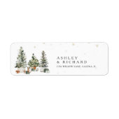 Pine Tree Christmas Wedding Retour Adres Label (Voorkant)