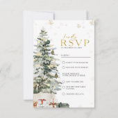 Pine Tree Christmas Wedding RSVP Kaartje (Voorkant)