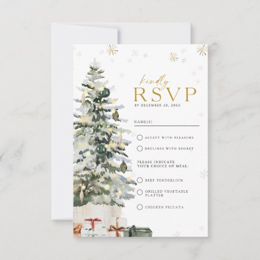 Pine Tree Christmas Wedding RSVP Kaartje (Voorkant)