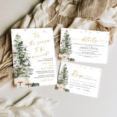 Pine Tree Christmas Wedding RSVP Kaartje
