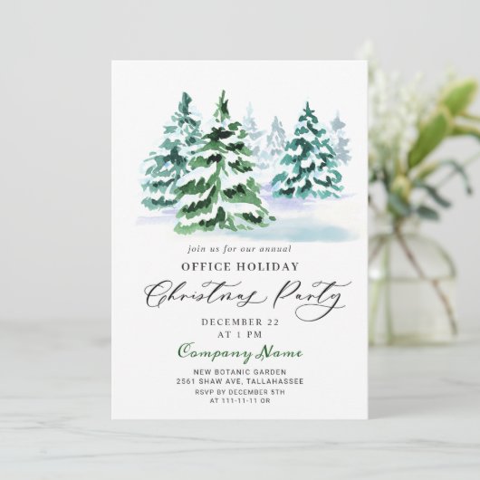 Pine Tree Corporate Kerstfeestdag Kaart (Staand voorkant)