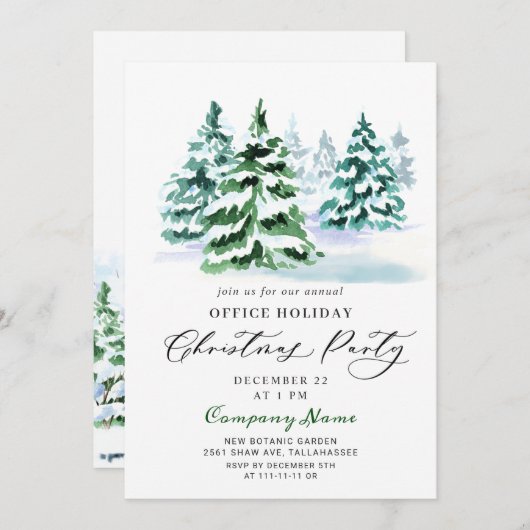 Pine Tree Corporate Kerstfeestdag Kaart (Voorkant / Achterkant)