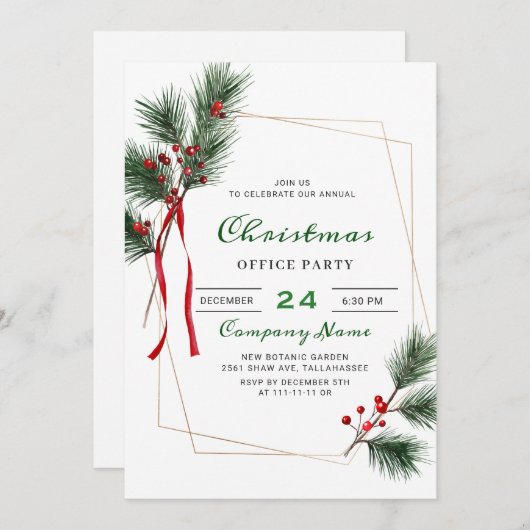 Pine Tree Corporate Kerstfeestdag Kaart (Voorkant / Achterkant)
