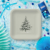 Pine Tree Covered with snow Papieren Bordje (Feest)