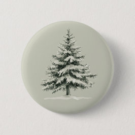 Pine Tree Covered with snow Ronde Button 5,7 Cm