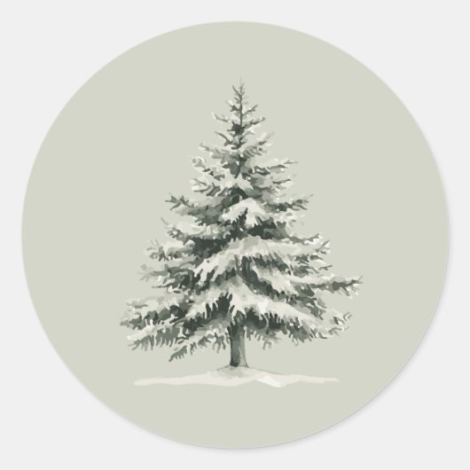 Pine Tree Covered with snow Ronde Sticker (Voorkant)