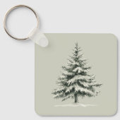 Pine Tree Covered with snow Sleutelhanger (Voorkant)