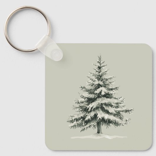 Pine Tree Covered with snow Sleutelhanger (Voorkant)