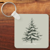 Pine Tree Covered with snow Sleutelhanger (Voorkant)