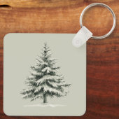 Pine Tree Covered with snow Sleutelhanger (Achterkant)