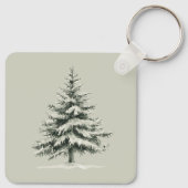Pine Tree Covered with snow Sleutelhanger (Achterkant)