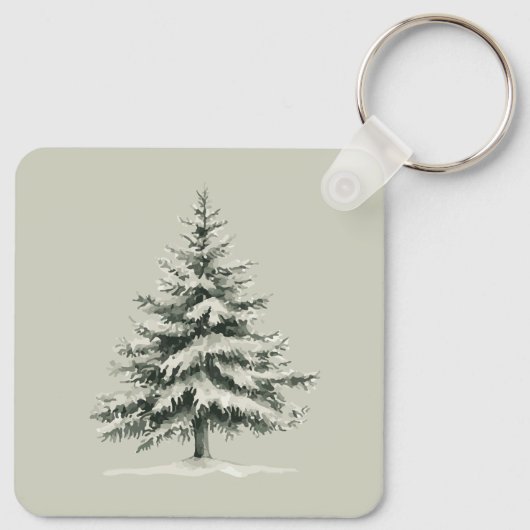 Pine Tree Covered with snow Sleutelhanger (Achterkant)