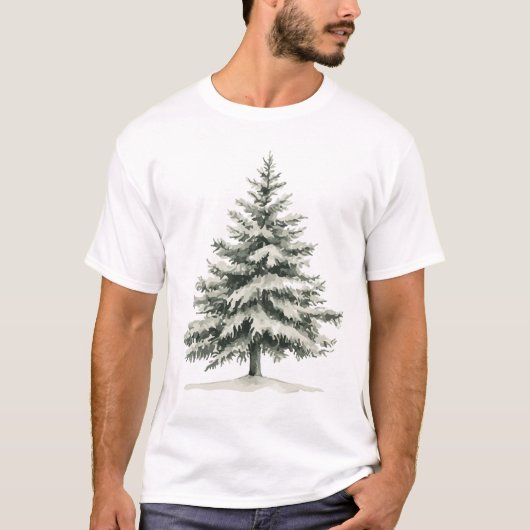 Pine Tree Covered with snow T-shirt (Voorkant)