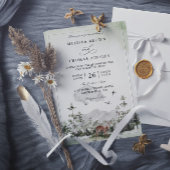 Pine Tree Deer Forest Mountain QR Code Wedding Kaart