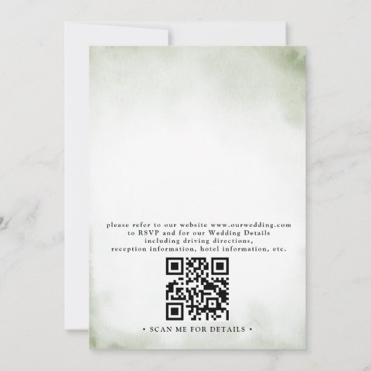 Pine Tree Deer Forest Mountain QR Code Wedding Kaart (Achterkant)