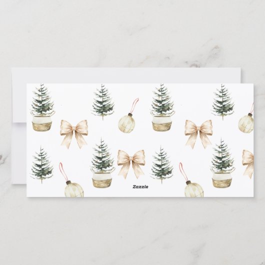Pine Tree Elegant Bow Photo Elegant Christmas Feestdagenkaart (Achterkant)