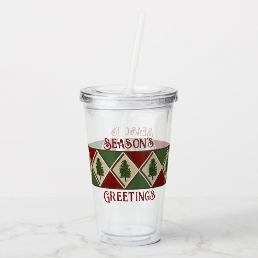 Pine Tree en Harlequin Acryl Tumbler Drinkbeker (Achterkant)