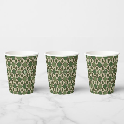 Pine Tree en Harlequin Paper Cups Papieren Bekers (Multi)