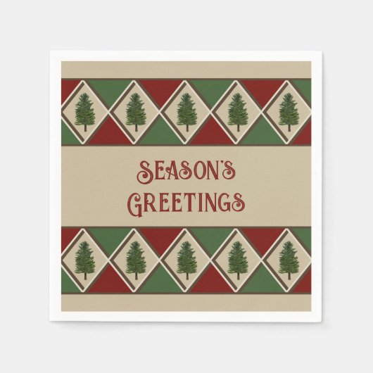 Pine Tree en Harlequin Paper Napkin Servet (Voorkant)