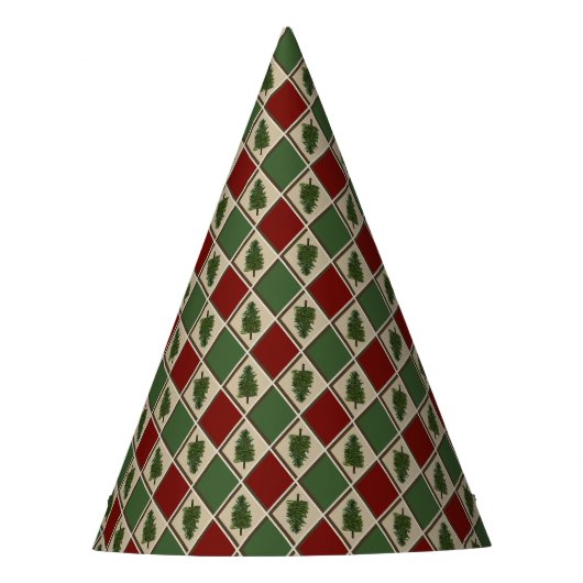 Pine Tree en Harlequin Paper Party Pet Feesthoedjes (Voorkant)