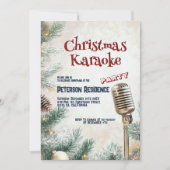 Pine Tree en Microfoon Kerst Karaoke Party Kaart (Voorkant)
