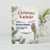 Pine Tree en Microfoon Kerst Karaoke Party Kaart (Staand voorkant)