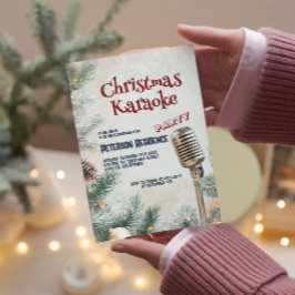 Pine Tree en Microfoon Kerst Karaoke Party Kaart