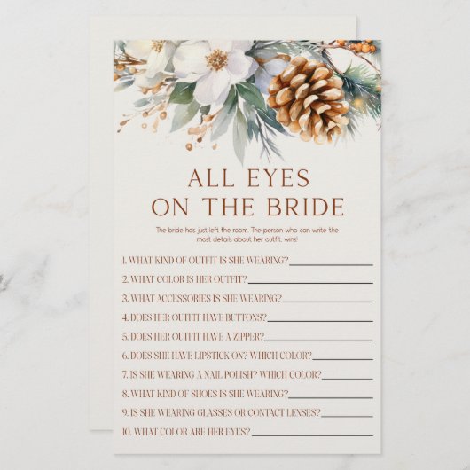 Pine Tree Eyes On The Bride Vrijgezellenfeest Game Briefpapier (Voorkant / Achterkant)