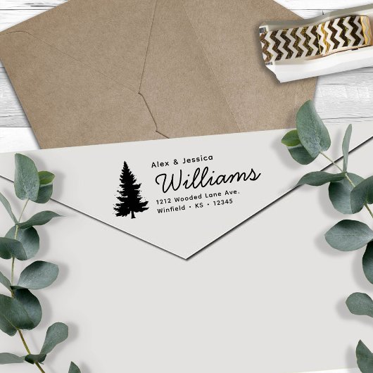 Pine Tree Family Name Retouradres Zelfinktende Stempel