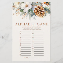 Pine Tree Floral Alphabet Baby shower Game