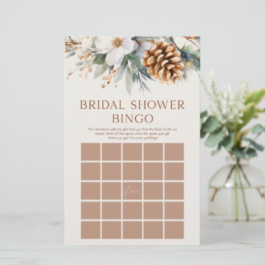 Pine Tree Floral Bingo Vrijgezellenfeest spel Briefpapier (Staand voorkant)