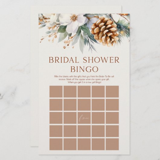 Pine Tree Floral Bingo Vrijgezellenfeest spel Briefpapier (Voorkant / Achterkant)