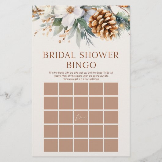 Pine Tree Floral Bingo Vrijgezellenfeest spel Briefpapier (Voorkant)